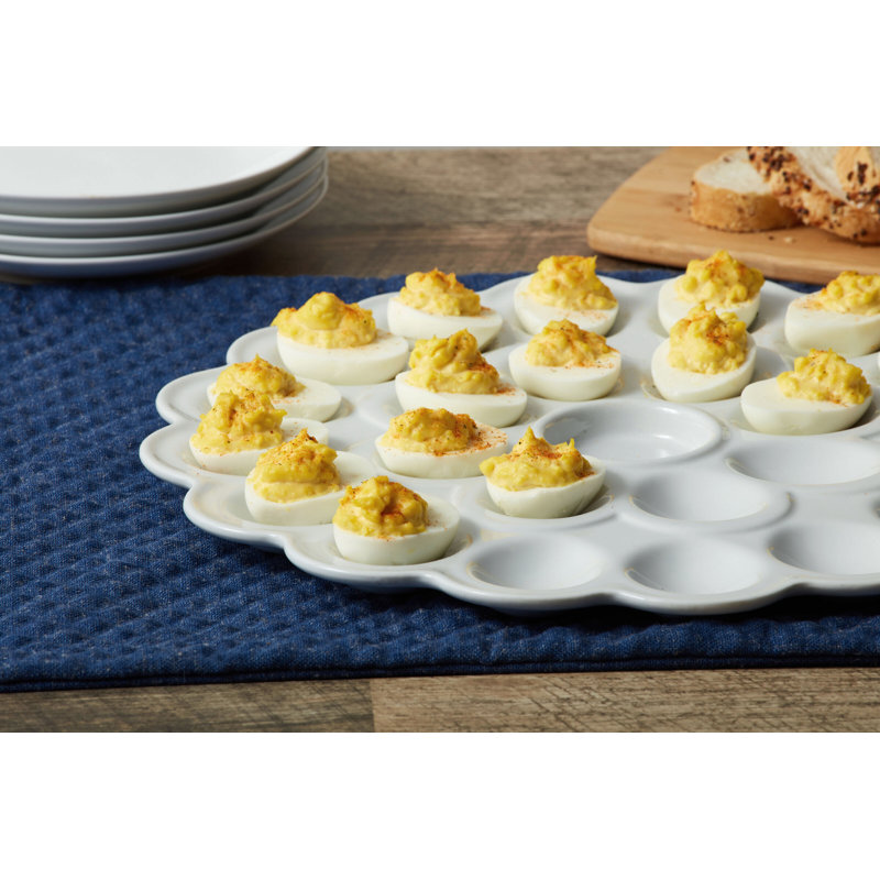 Max Flower 24-Egg Porcelain Serving Platter, 13.75-Inch
