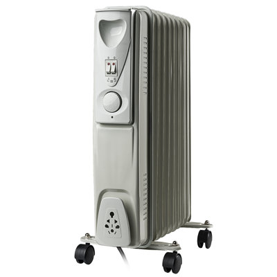 Daewoo Oil Filled Radiator 9 Fin 2000W Portable Heater Adjustable Thermostat White