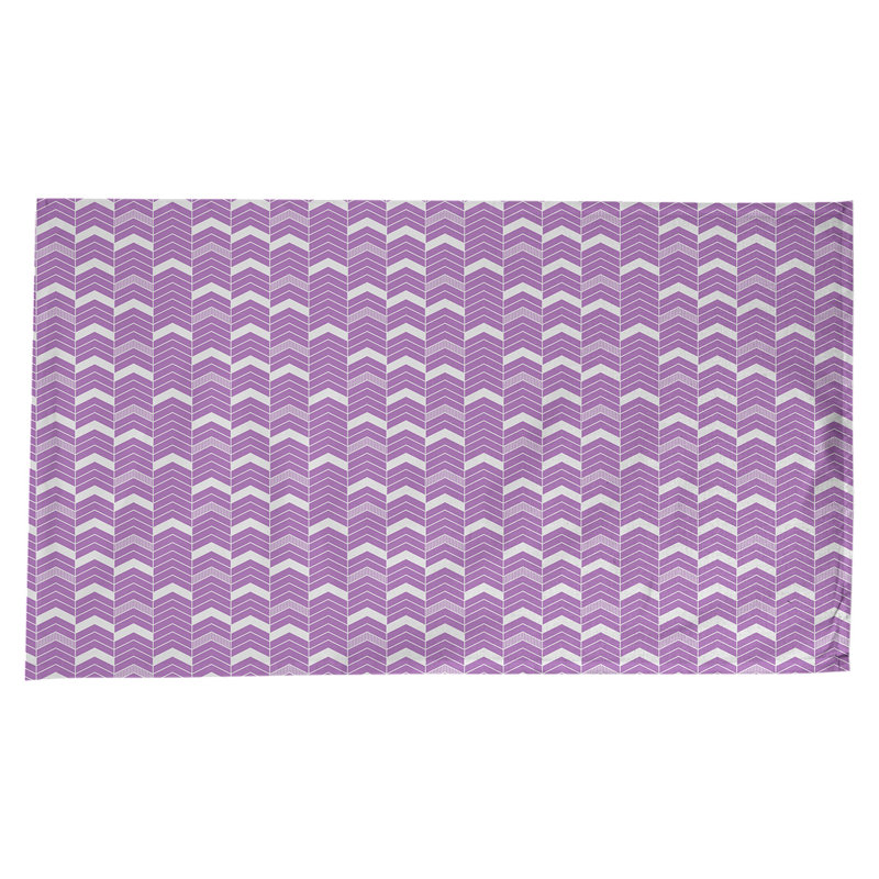 Stephenie Lined Chevrons Tablecloth, Violet/Peach/White
