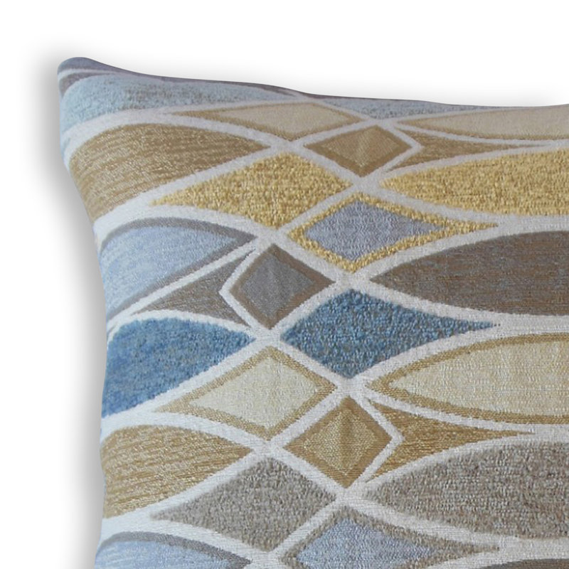 Coussin Abiel, 24 po x 24 po, Coussin décoratif, Jaune / Bleu