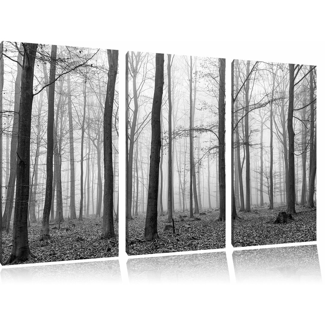 3-tlg. Leinwandbilder-Set „Abstrakter Wald“, Fotodruck