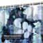 Rideau de douche abstrait abstrait à feuillage bleu avec 12 crochets-1314141520