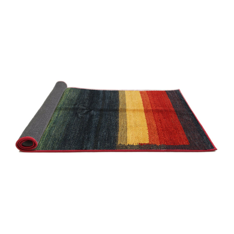 Tapis brun/jaune/gris contemporaine, Rond 3 pi