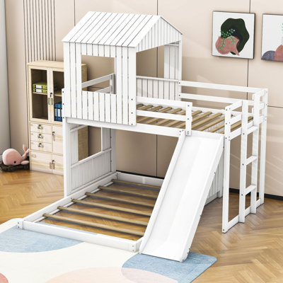 Parthena Twin Over Full L-Shaped Bunk Beds with Slide