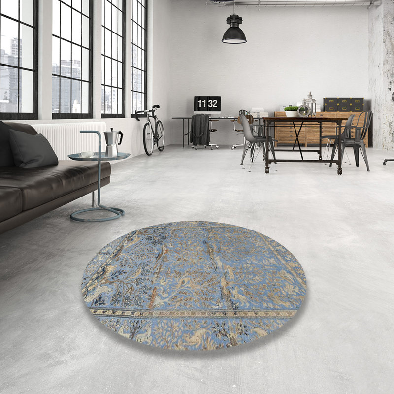 Tapis beige/bleu traditionnel Danyale, Rond 3 pi