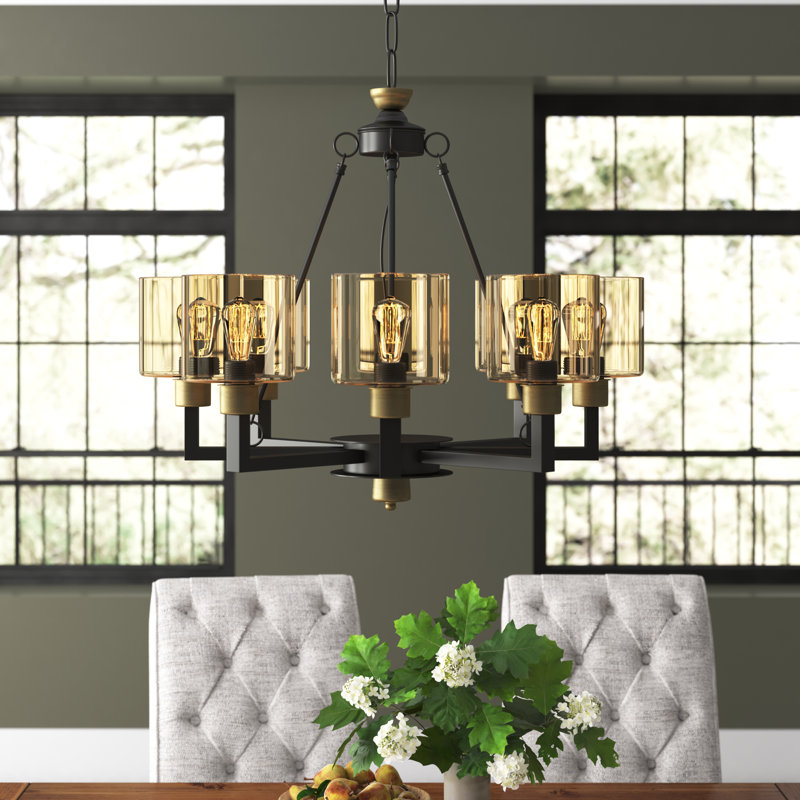 Wheelright 8 - Light Shaded Chandelier