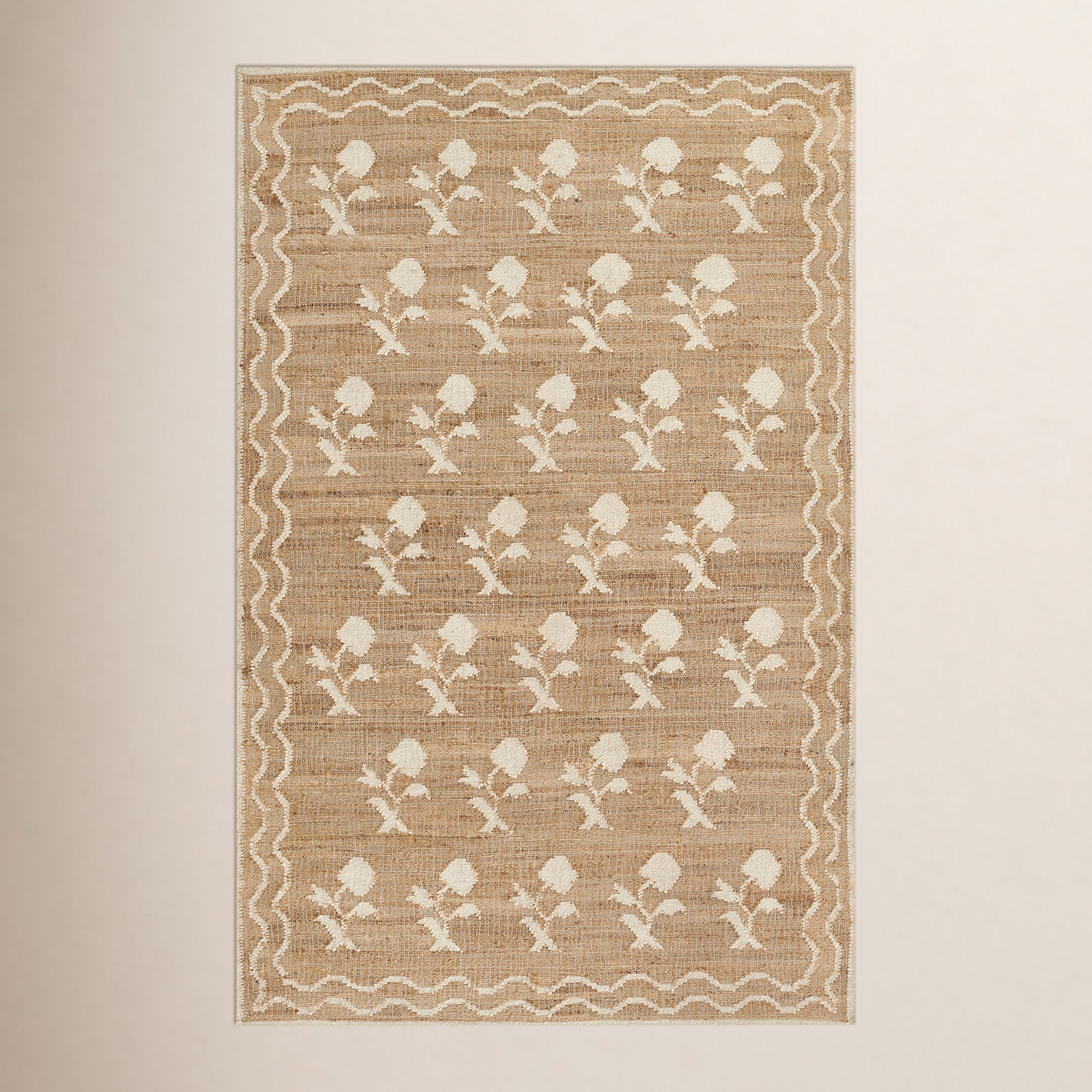 Erin Gates by Momeni Orchard Leaning Flower Jute and Wool Hand Woven Ivory Area Rug, Rectangle 2' x 3'