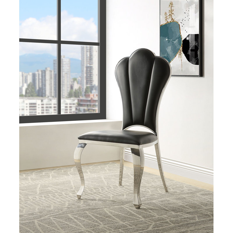 Chaise d'appoint avec dossier capitonné (ensemble de 2), Gris foncé