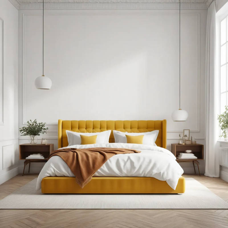 Petersfield Upholstered Wingback Bed