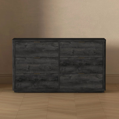 Commode double 6 tiroirs gris anthracite Evelyn