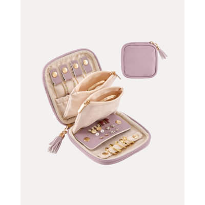 Mini Travel Jewelry Case, Soft PU Leather Pouch, Gift for Women -Lavender