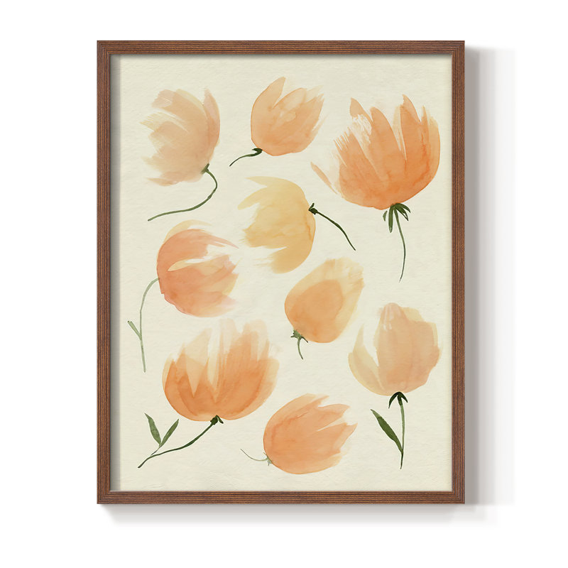 Fallen Flowers II, reproduction encadrée - bois massif, Brun, H 10 po x l 8 po