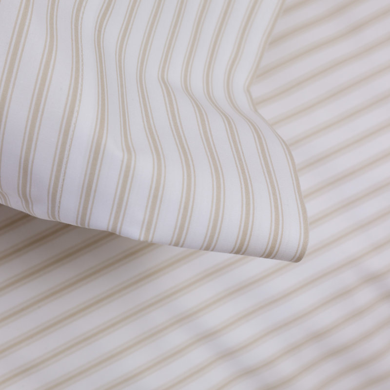 Cuddledown Striped Organic Percale Sheet Set, Twin Sheet Set with 1 Pillowcase, Driftwood Striped