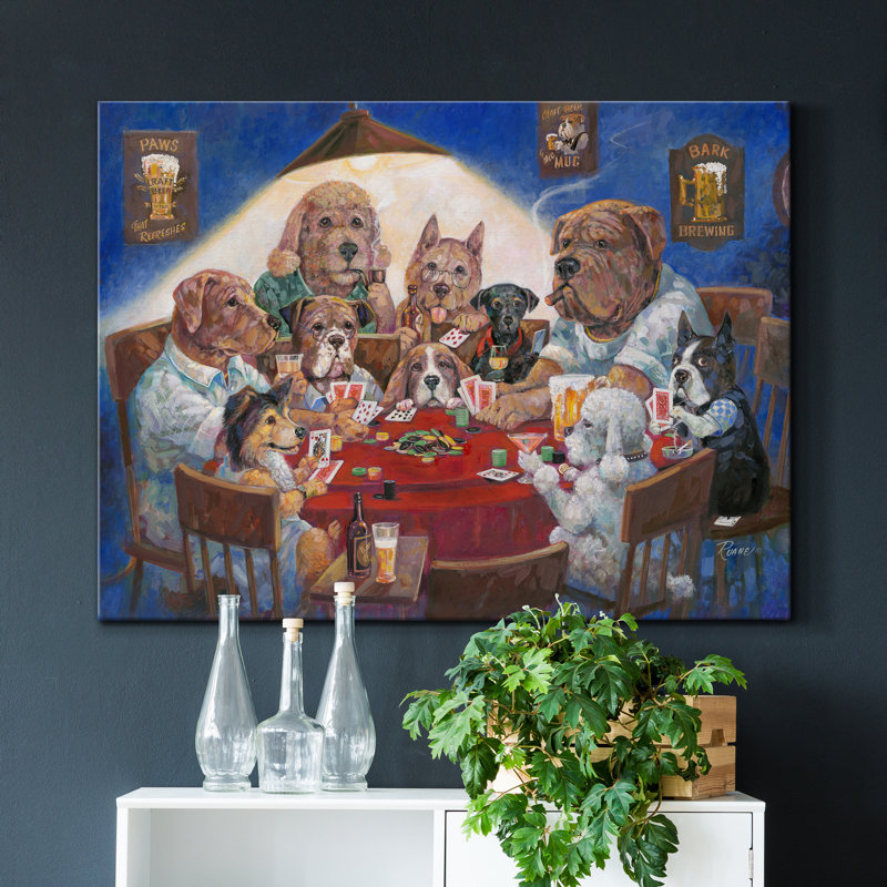 Poker Dogs - impression sur toile tendue, H 36 po x l 24 po x P 1 po