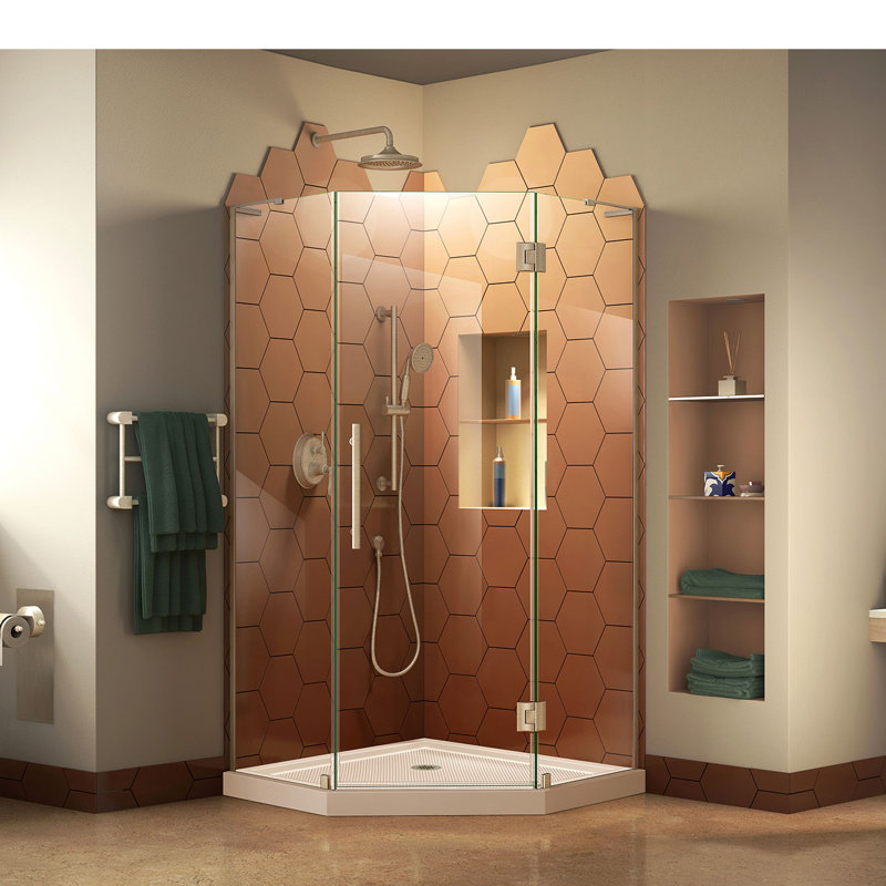 DreamLine Prism Plus 42" x 74.75" Rectangle Hinged Shower Enclosure with Base Included, Oil Rubbed Bronze/Biscuit