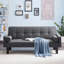 Dark Grey Cotton Linen Convertible Sofa Bed Including Two Bonus Pillows, Ideal-1309747848
