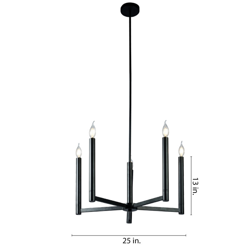Lustre candélabre moderne noir 5 lumières Tayon