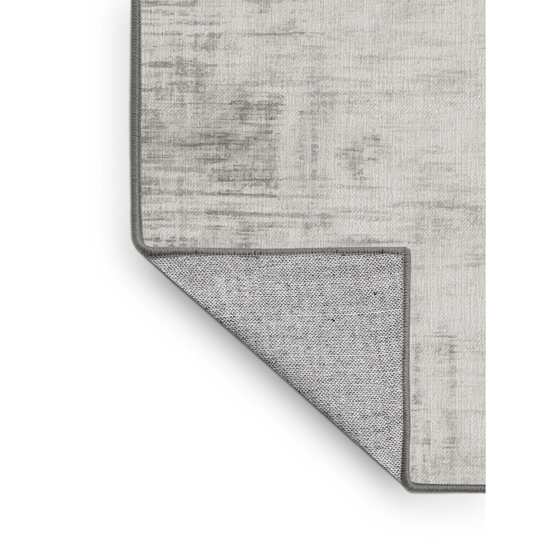 Tapis abstrait gris lavable à la machine, Rond 7 pi