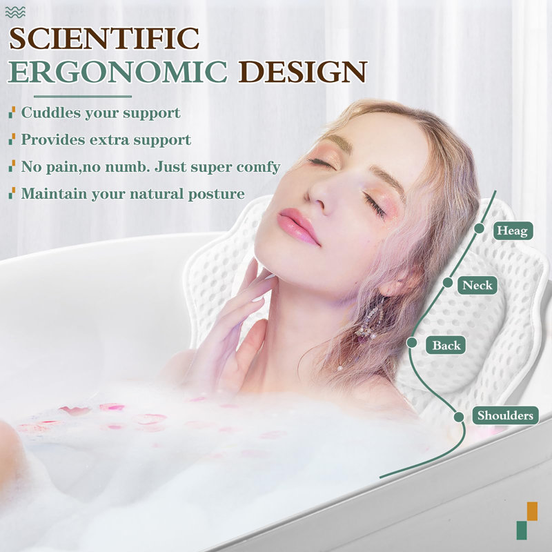 Coussin de baignoire ergonomique de luxe, Blanc
