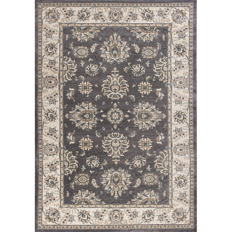 Tapis oriental gris / ivoire Arnot, Rectangle 9 pi x 12 pi