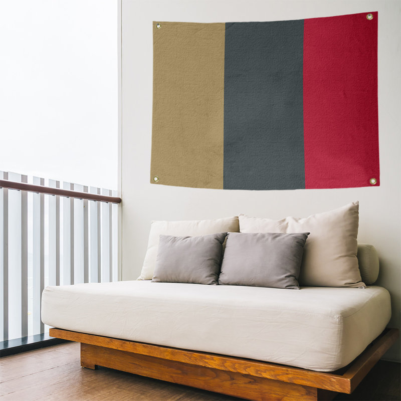 Tapisserie de polyester Las Vegas, Doré / gris acier / rouge, H 50 po x l 59 po x P 1 po