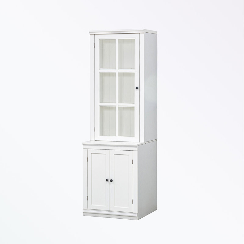 Armoire décorative avec porte en verre et poignées en métal