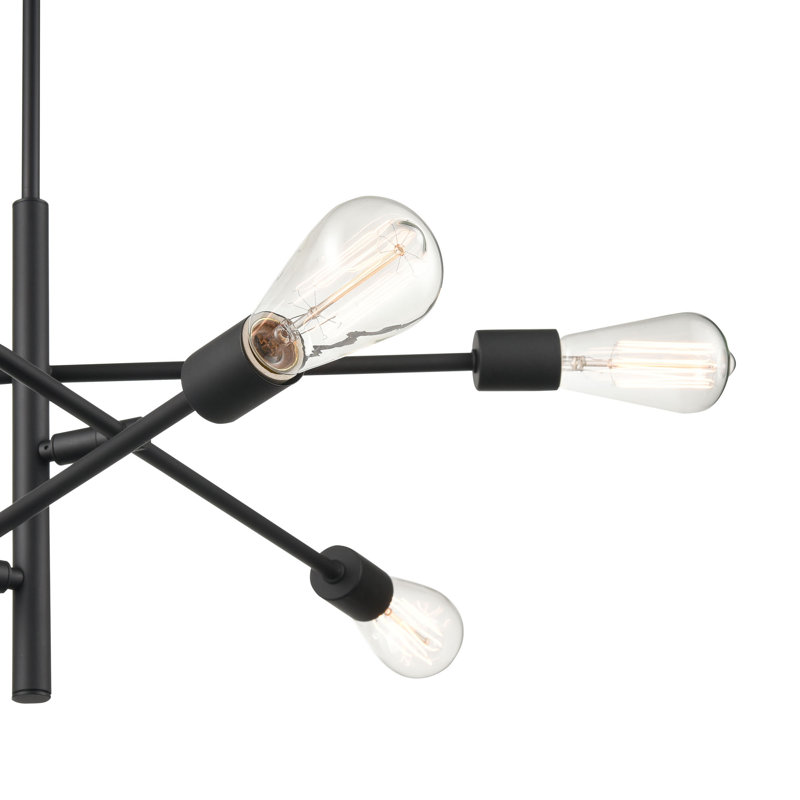 6 Light 25.625" Wide Matte Black Pendant