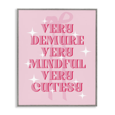 Pink Demure Mindful & Cutesy Framed Giclee, design by Lil' Rue
