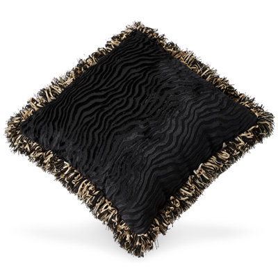 Secrets Trimmed Synthetic Throw Square Pillow Cover & Insert