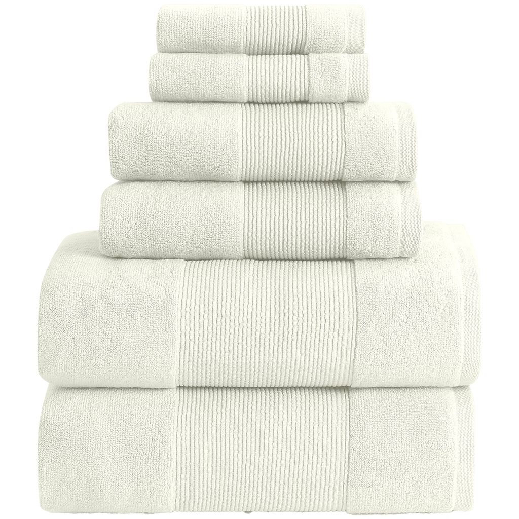 6-Piece Zero-Twist Cotton Towel Set, Ivory