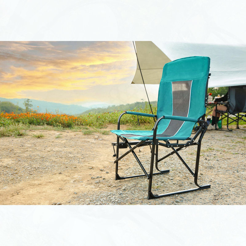 Heavy Duty Oversized Director''s Chair – Portable Folding with Side Table & Cup Holder, Blue, Blue