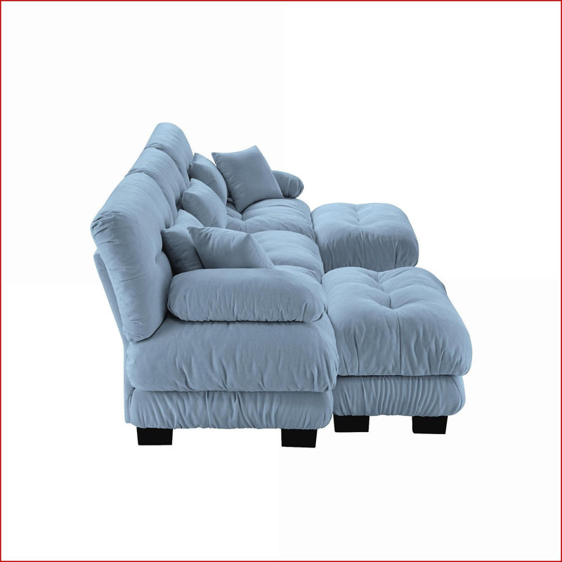 Sectional Sofas: U-Shaped Oversized Modular with 2 Ottomans, Deep Seat for Living Room | Navy Blue | Chenille