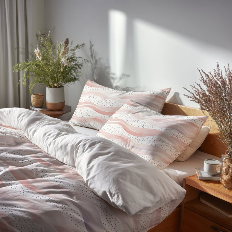 Ensemble de literie 3 pièces French Country - Ensemble de housse de couette et coussin décoratif pêche