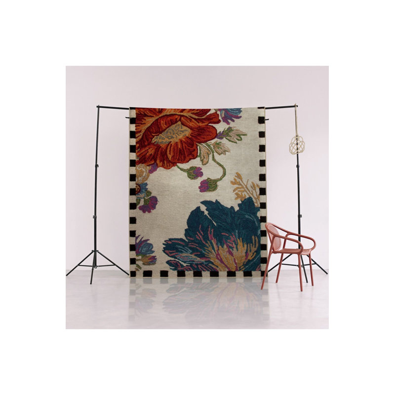 Tapis décoratif multicolore à motif floral rose, Tapis de couloir 3 pi 3 po x 6 pi 7 po