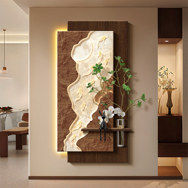 Art mural brun en grès manufacturé, H 55,12 po x l 27,56 po, Brun / Beige