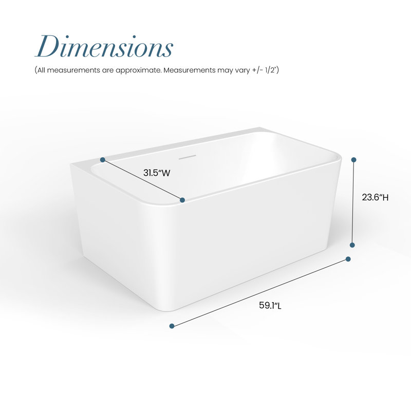 Dashiel 59.1'' x 31.5'' Soaking Acrylic Bathtub