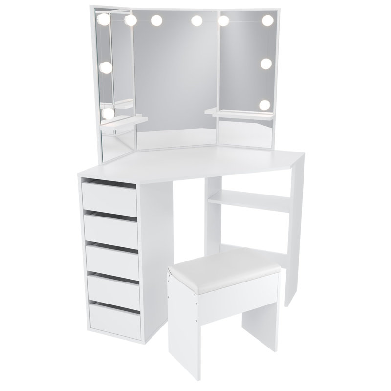 Burgwell Dressing Table with Mirror, White