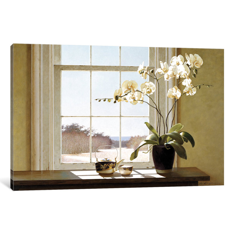 Orchidées dans la fenêtre II, reproduction de photo sur toile tendue, H 12 po x l 18 po x P 1,5 po