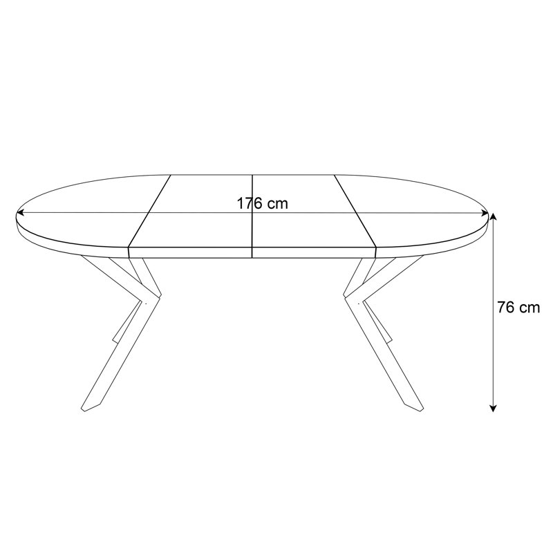 Alezia Round Dining Table, 76 H x 100 L x 176 W cm, Light Brown