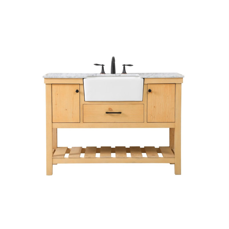 Ensemble de meuble-lavabo simple 48 po Pelaghia, Bois naturel
