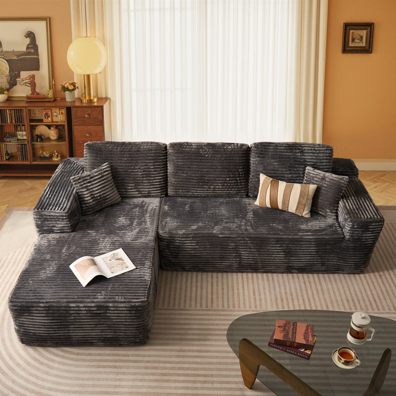 Tashonda 104" Cloud Sectional Couch ,L Shape Original Sofa Chaise Longue with Deep Seat and Wide Armrest for Living Room Bedroom,No Assembly Required