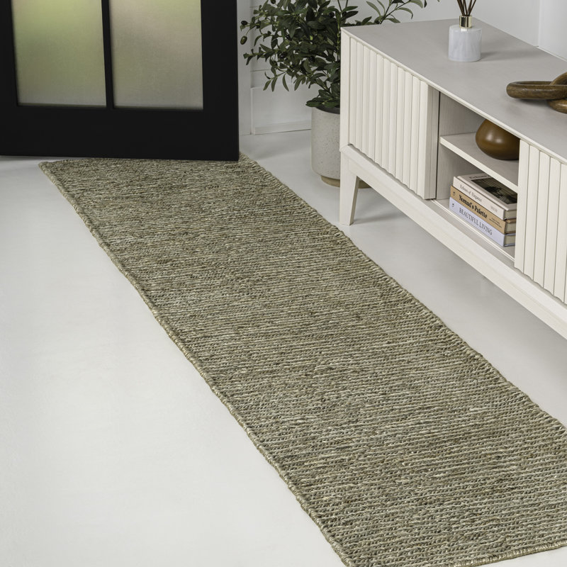 Tapis gris en jute tissé Griffin, Tapis de couloir 2 pi x 8 pi