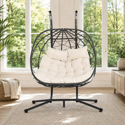 Fauteuil à œufs pour 2 personnes avec support Balancelle d'extérieur pour l'extérieur