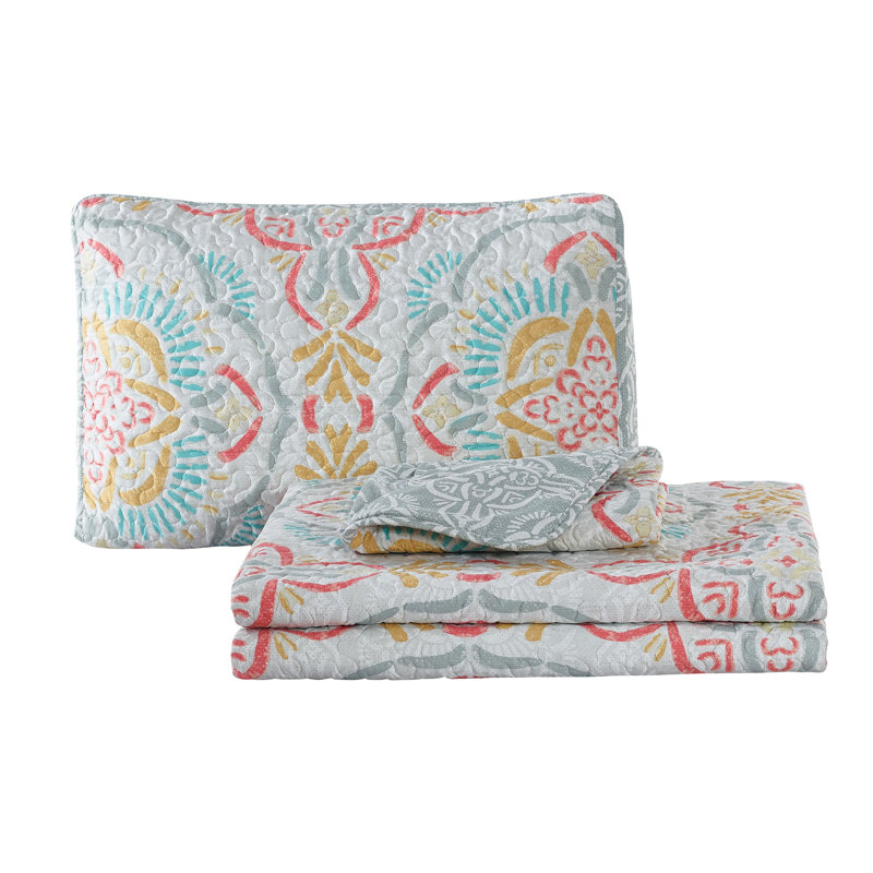 Espanola Polyester Geometric Shapes Quilt, Twin Quilt + 1 Sham