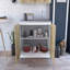 White And Light Oak Rectangle 2-Door Utility Sink And Cabinet-1177114126