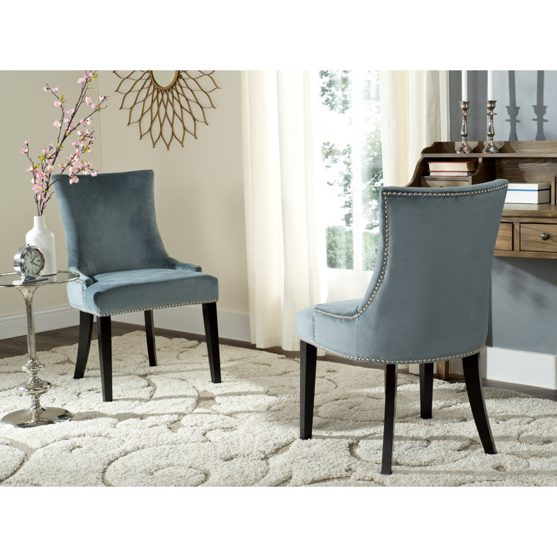 Gallager 19.5'' H Upholstered Parsons Chair, Blue Velvet, 2