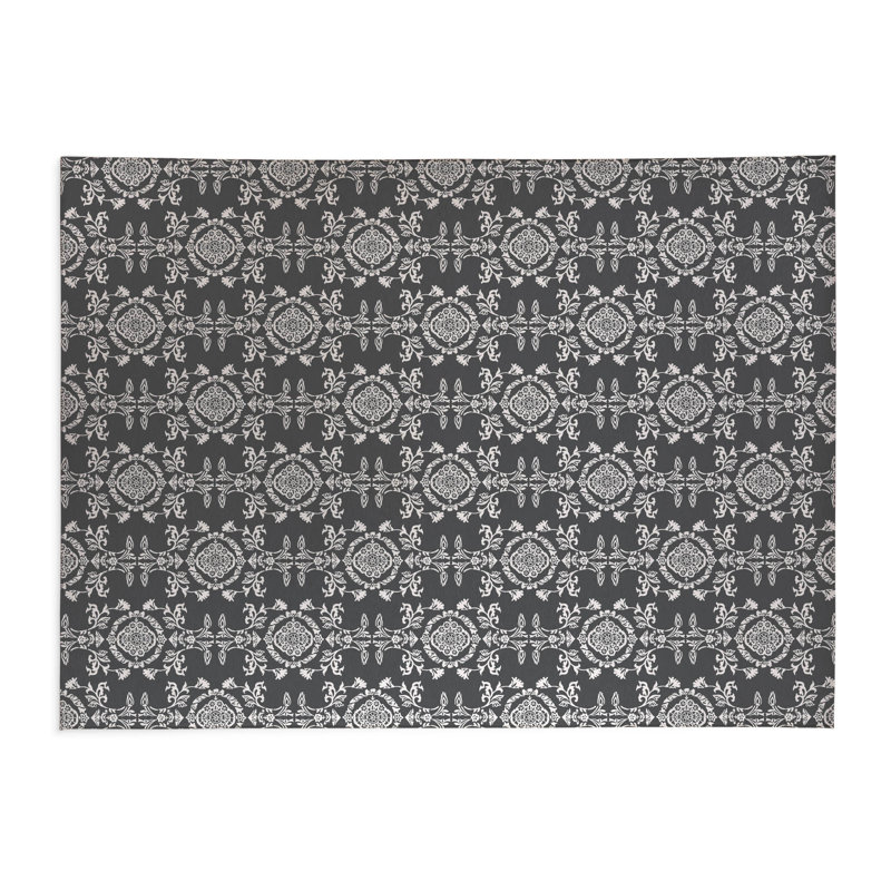 Jackie Thin Lightweight Kitchen Mat, Charcoal, Rectangle 5' x 7'