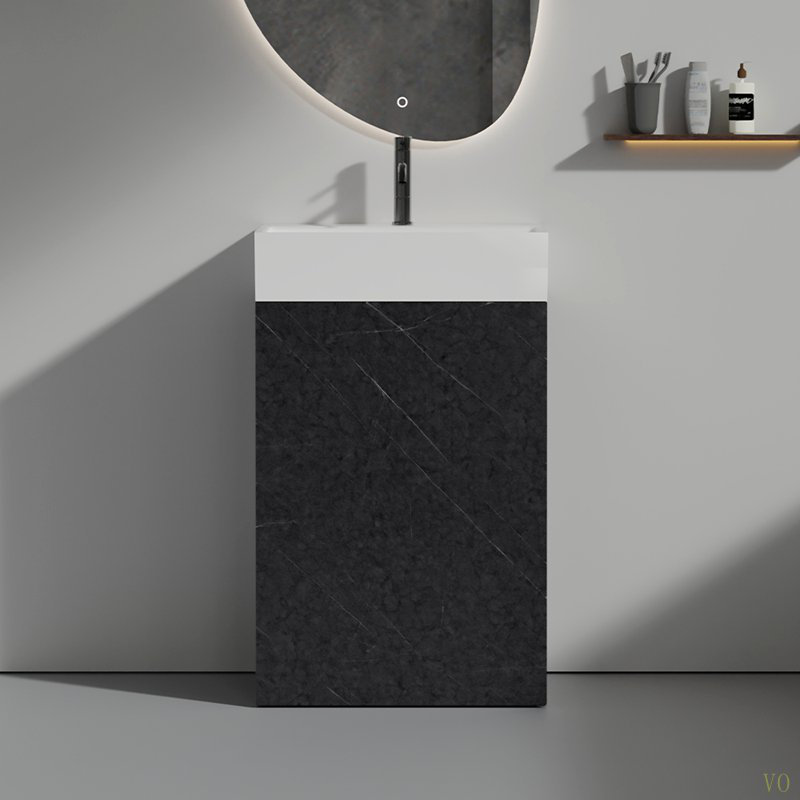 Meuble-lavabo en marbre 20 po avec lavabo en céramique, armoire de salle de bain autoportante pour salle de bain moderne, KD