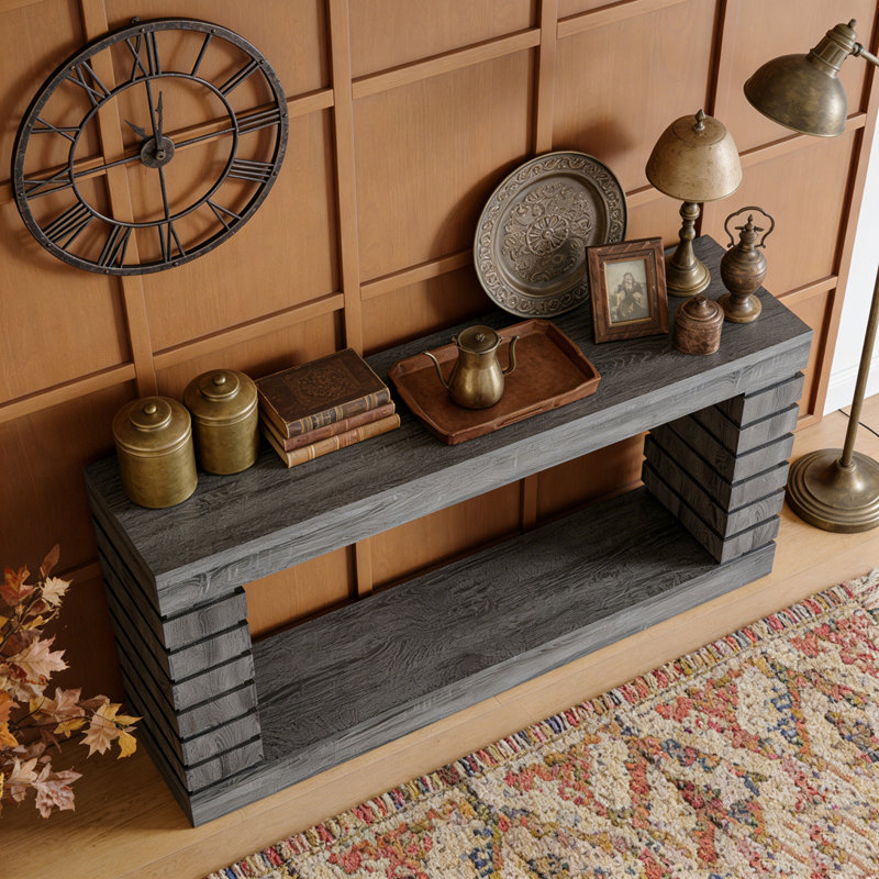 Wood Rectangular Sofa Table for Living Room, Gray