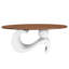 2 tables basses ovales et rondes blanches pour l'espace de vie principal, grande table 47,24 po, petite structure métallique 19,69 po, installation facile